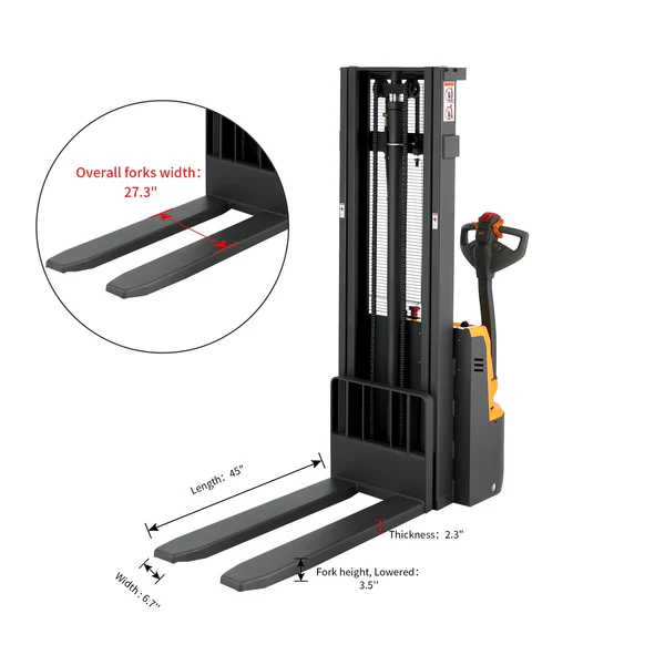 Full Electric Walkie Stacker 3300lbs Cap. (Fixed Legs. 118" Lifting) SKU: AL-3034