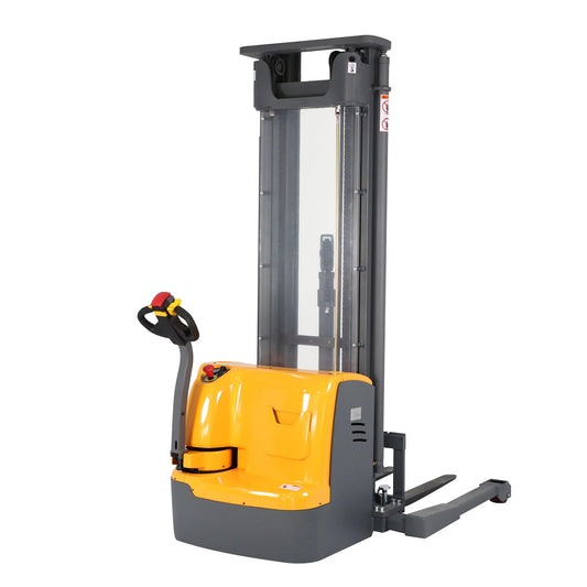 Full Electric Walkie Stacker 3300 lbs Capacity (Straddle Legs 177" Lifting aka Triple Mast) SKU: AL-3029