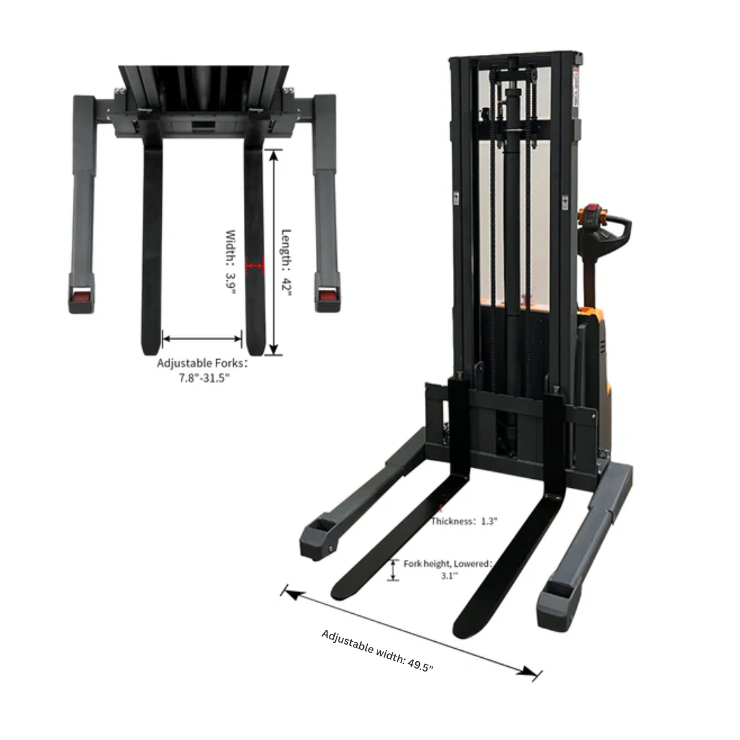 Full Electric Walkie Stacker 3300lbs Capacity (Straddle Legs. 118" lifting) SKU: AL-3022